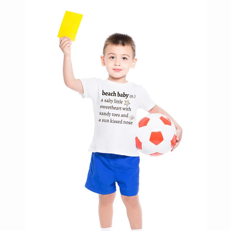 Лето 2019 новый дизайн Детская футболка с круглым вырезом мягкая пляжная удобная