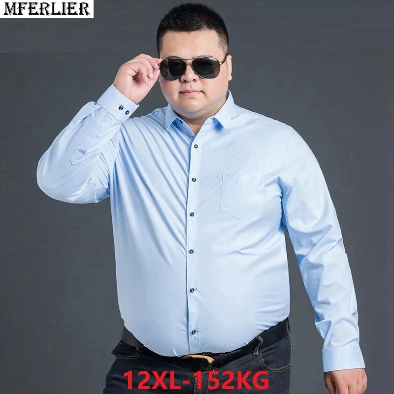 MFERLIER мужские осенние 8XL рубашки 10XL с длинным рукавом размера плюс, большие 9XL 11XL 12XL 5XL хлопковые формальные зимние рубашки Деловые офисные синие