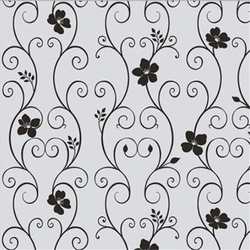 45 x100cmPVC Frosted Privacy Cover Glass Wall Sticker Window Door Black Flower Stickers Film Adhesive Home Office Decor | Дом и сад