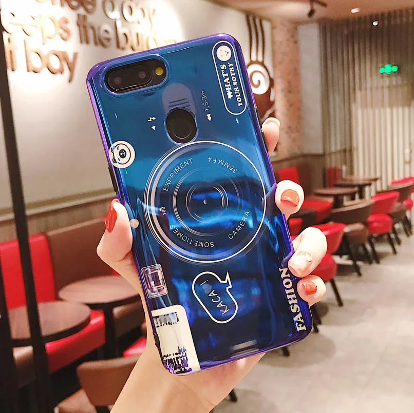 Glossy Fashion Soft Case For Oneplus 5 5T 6 Back Cover Vintage Camera Stand Holder Cute TPU Silicone Coque |