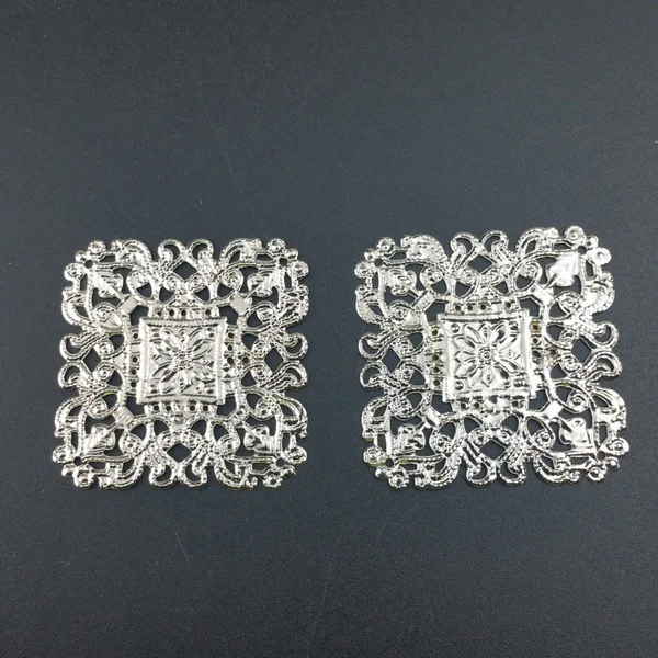 rhodium 40mm 20pcs 20 шт филигранные квадратные соединители металлические поделки подарочные украшения DIY фурнитура - Цвет: rhodium 40mm 20pcs