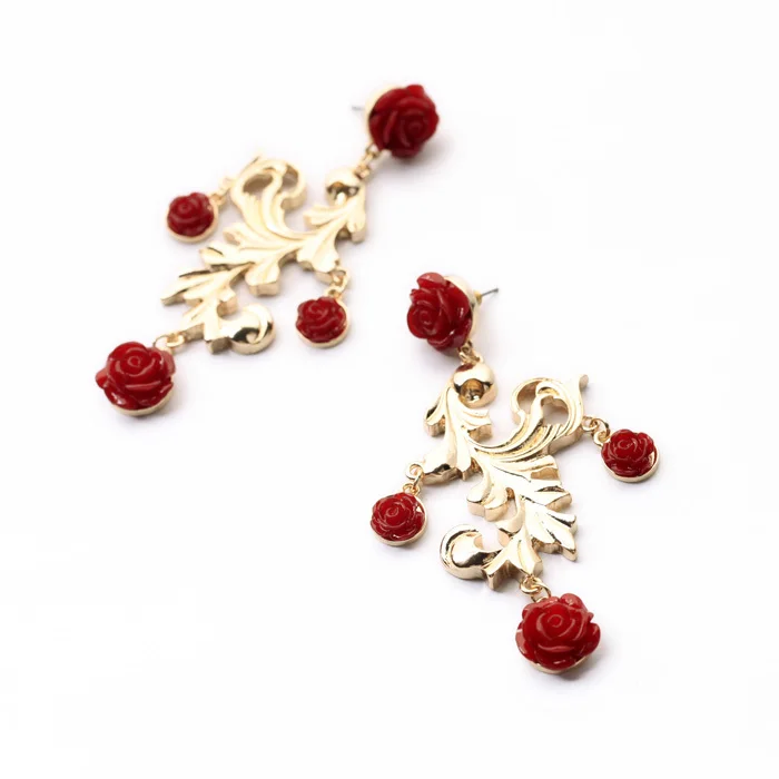 Bulk Price New Style of the Hottest Wholesale Elegant Resin Flower Leaf Shiny Gold Color Pierce Earrings | Украшения и аксессуары