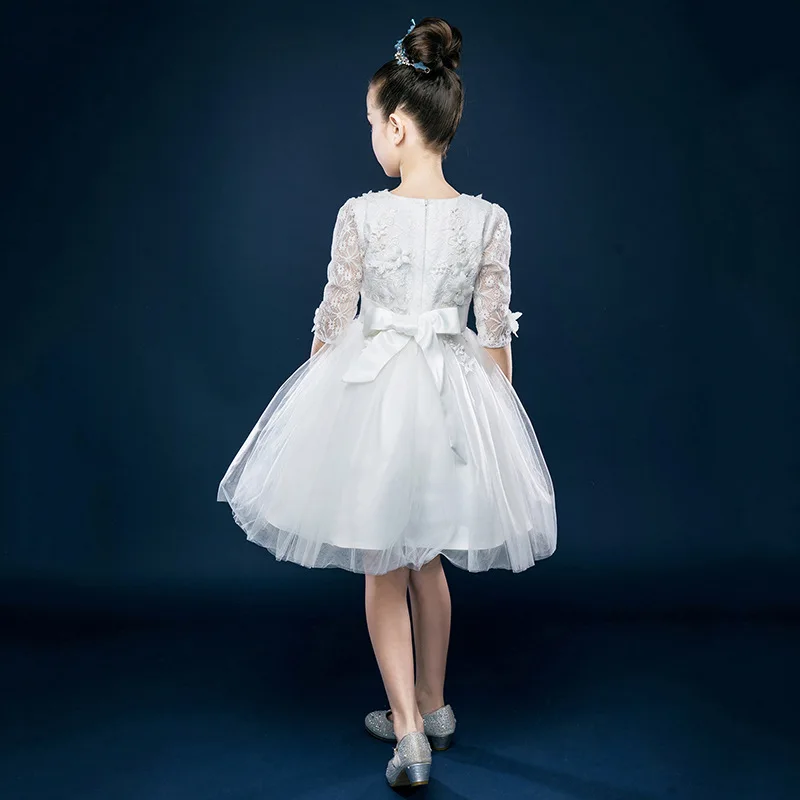 Children's Unique Lace Wedding Dress Sequin Applique Mesh Girl Baby Party Day Piano Performance CA505 | Детская одежда и обувь