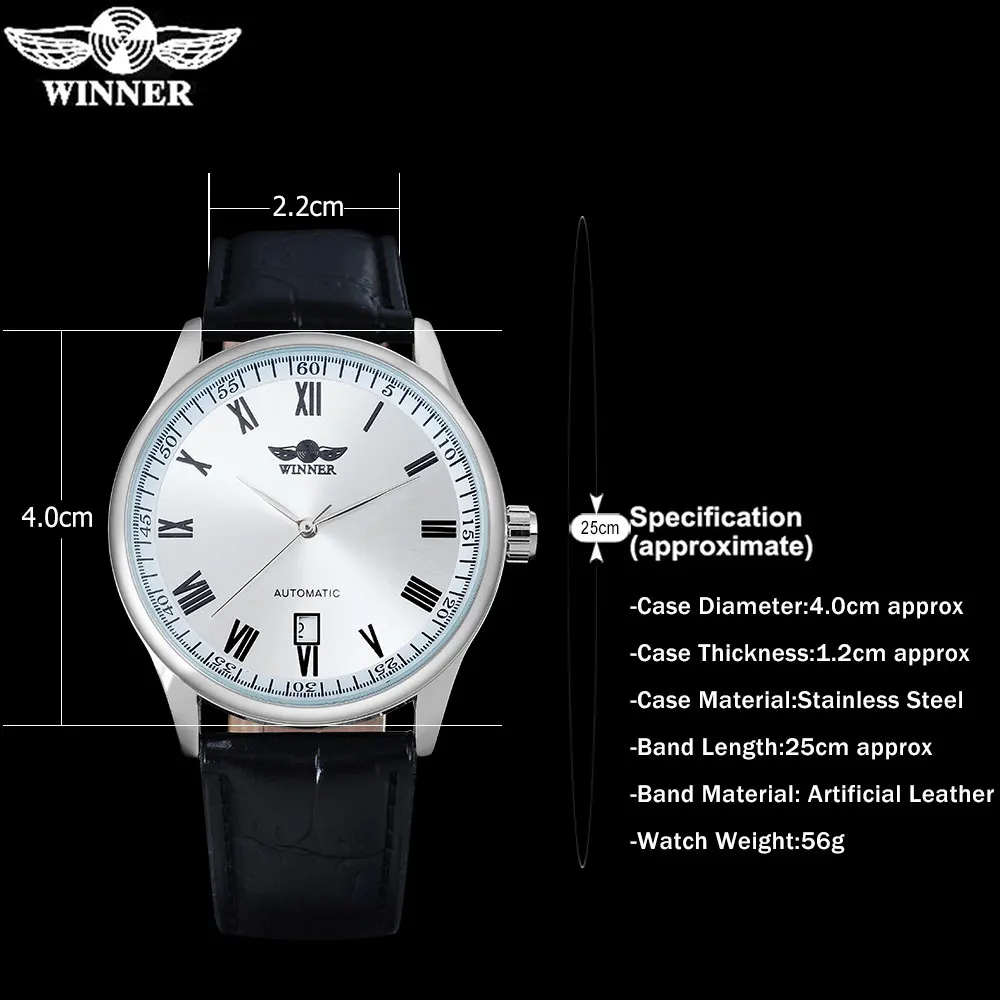 WINNER популярный бренд 2016 Мужские Простые автоматические часы с римскими цифрами