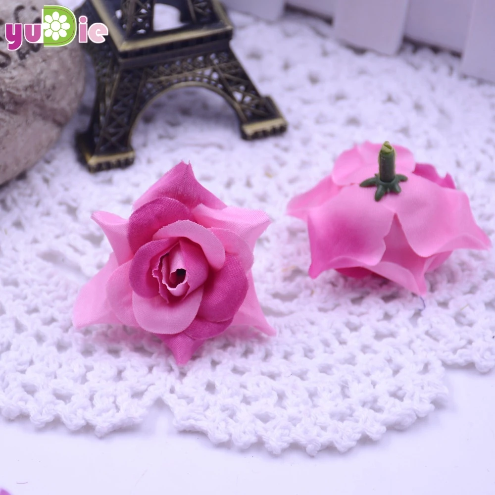 dark pink 200 шт., розы, искусственный шелк, голова розы, свадебное украшение, сделай сам, ювелирная брошь, головной убор, настоящие на ощупь, искусственные цветы, розы - Цвет: dark pink