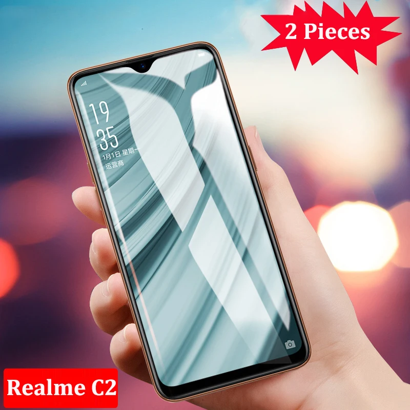2 шт. защитная пленка для экрана Realme C2 из закаленного стекла Reamle с полным