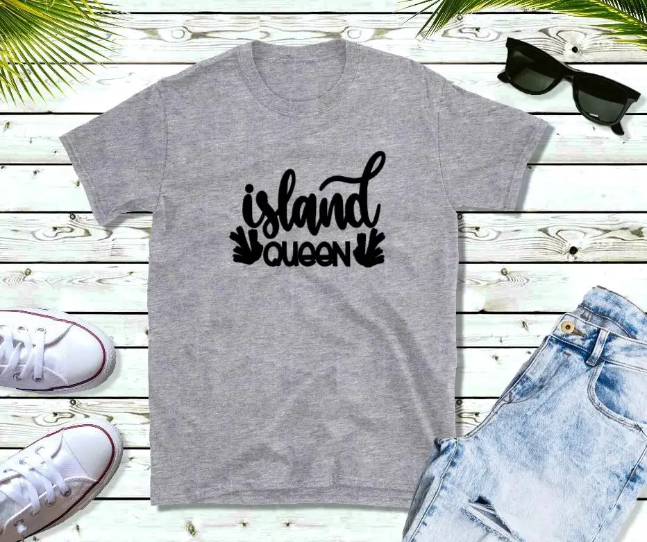 Остров королева Vacay режим летний отдых забавная Повседневная футболка короткий