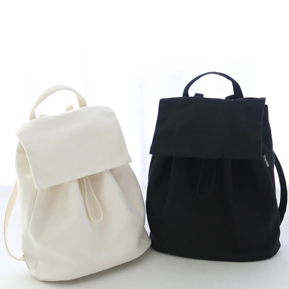 Корейский Японский стиль холщовый рюкзак Mochilas женственный шнурок рюкзаки Черный
