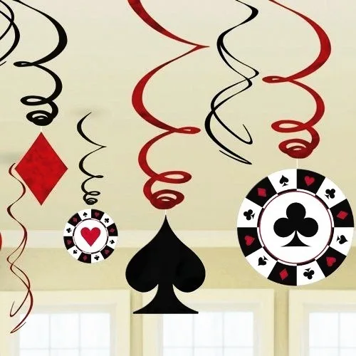 Казино украшения для тематических вечеринок Hanging Swirl 9 шт./компл. Игральные Карты