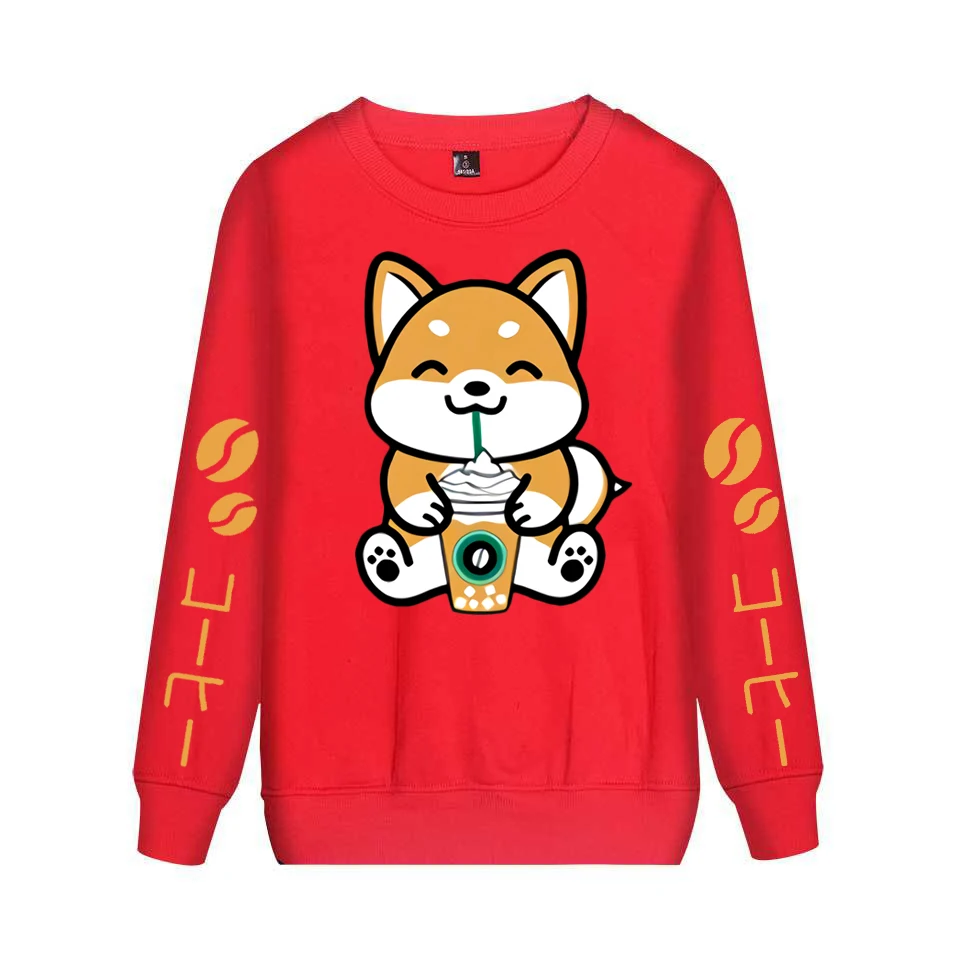 Coffee Frappe Шиба ину Crewneck Sweatershirt Kawaii Hoodie | Женская одежда