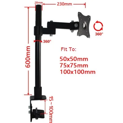 Clamp Arm H60cm Premintehdw Adjustable Tilting Swivel Arm Table Desk Mount 14-27" LCD LED Screen Monitor Bracket Holder Stand - Цвет: Clamp Arm H60cm