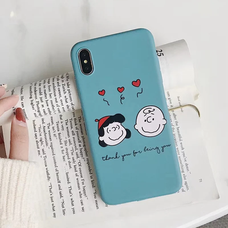 WOTP Couple Cute Cartoon Love Heart INS Soft TPU Phone Case For iPhone XR X XS Max iphone 7 6 6S 8 Plus Back Cover |