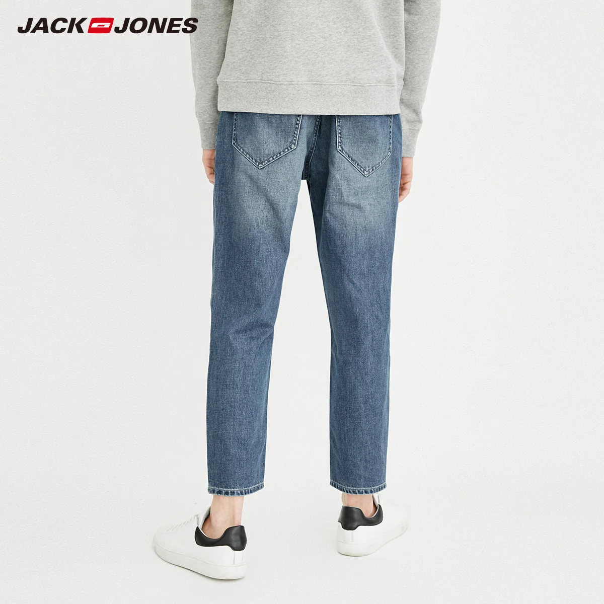 JackJones 100% хлопок выцветания прямые зауженные джинсы светло голубой бизнес
