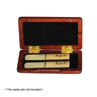 solid wood reed case wooden saxophone reed holder box for tenor alto soprano saxophone clarinet reeds 2pcs capacity