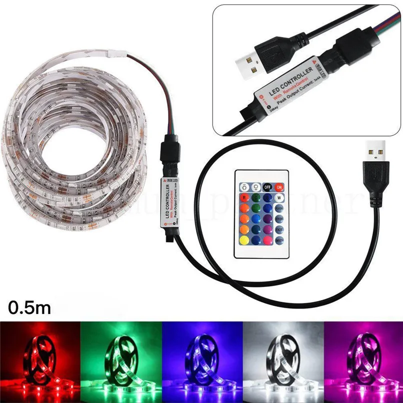 5050RGB USB Светодиодная лента лампа для ТВ задней панели изменение цвета + пульт