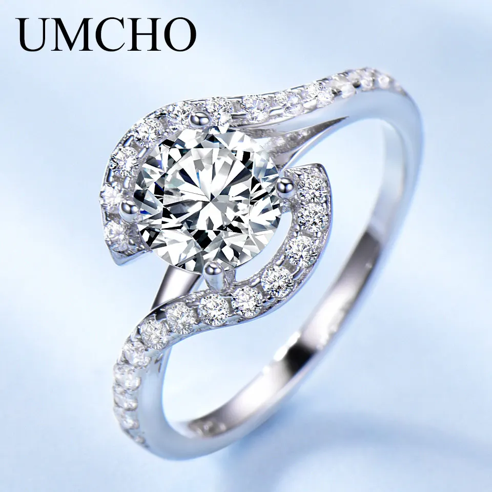

UMCHO Romantic Bridal Anniversary Rings Real 925 Sterling Silver Rings For Female Engagement Gift Fine Jewelry Support Wholesale