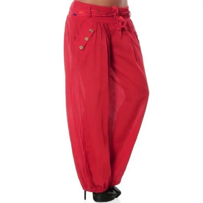 Женские повседневные брюки с широкими штанинами однотонные длинные завязками и