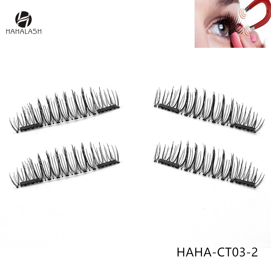 HaHaLash 3D Магнитные ресницы без клея с двумя или тремя магнитами на натуральном