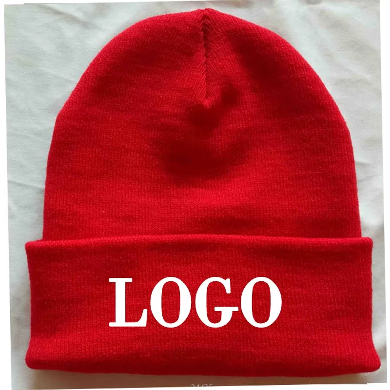 10pcs a lot Custom Red beanies Adult Elastic Winter Warm cap stitch logo Skullies & Acrylic Beanies Normal big size Apparel hats|a hat|hat aacrylic