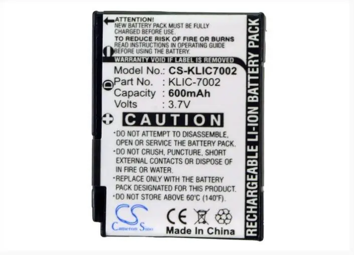 

Cameron Sino 600mAh battery for KODAK EasyShare V530 V530 Zoom V603 V603 Zoom KLIC-7002 Camera Battery
