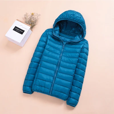 lake blue Sanishroly S-4XL, Осень-зима, женский пуховик с капюшоном на белом утином пуху, женский ультра-светильник, пуховик, парки, Короткие топы размера плюс, S435 - Цвет: lake blue
