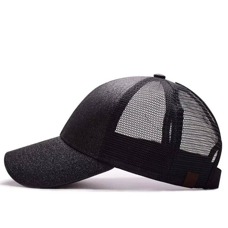 IOTTG WholeSale Drop Shipping CC Glitter Ponytail Baseball Cap Women Sports Messy Bun Girls Mesh Snapback Hat |