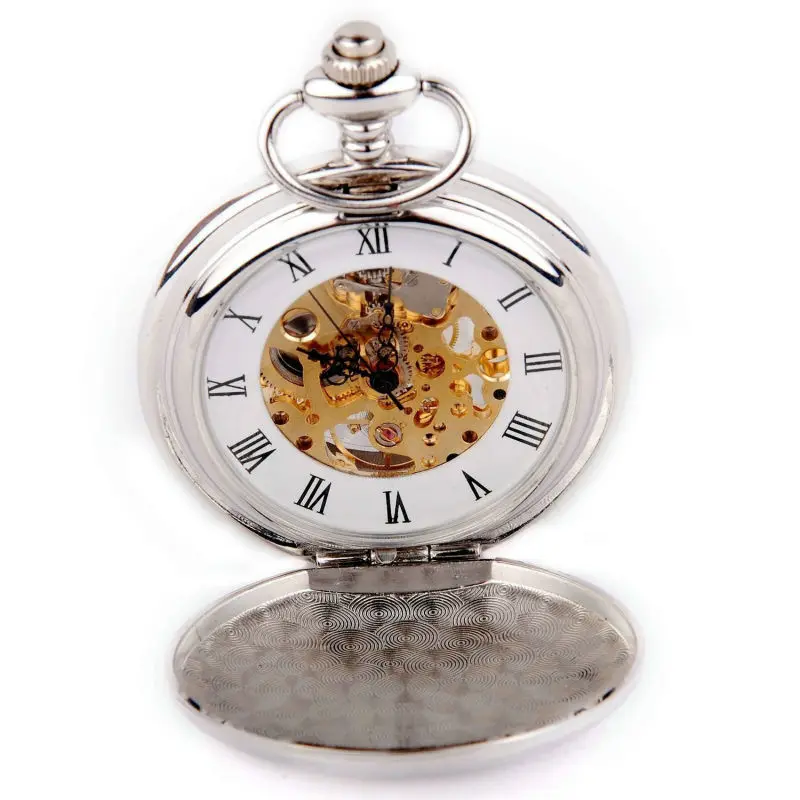 Античный Винтажный стиль Серебряный тон двойной Охотник мужские ручные