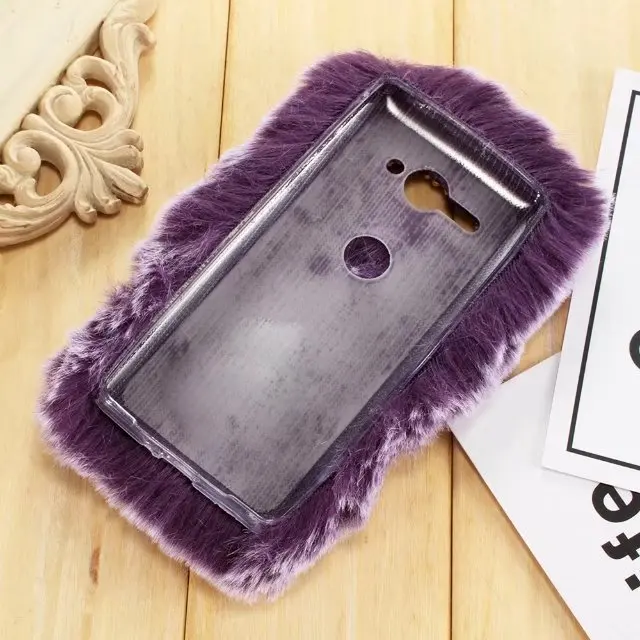 Модный теплый Пушистый Плюшевый чехол с кроличьим мехом для телефона Sony Xperia XZ2