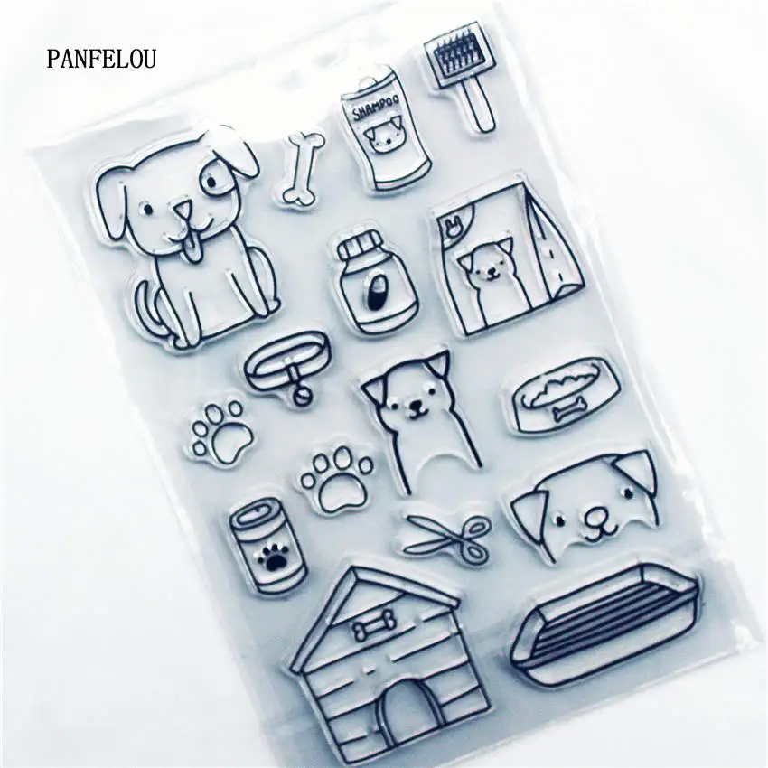 PANFELOU собаки питомника прозрачный силиконовый штамп/печать для DIY