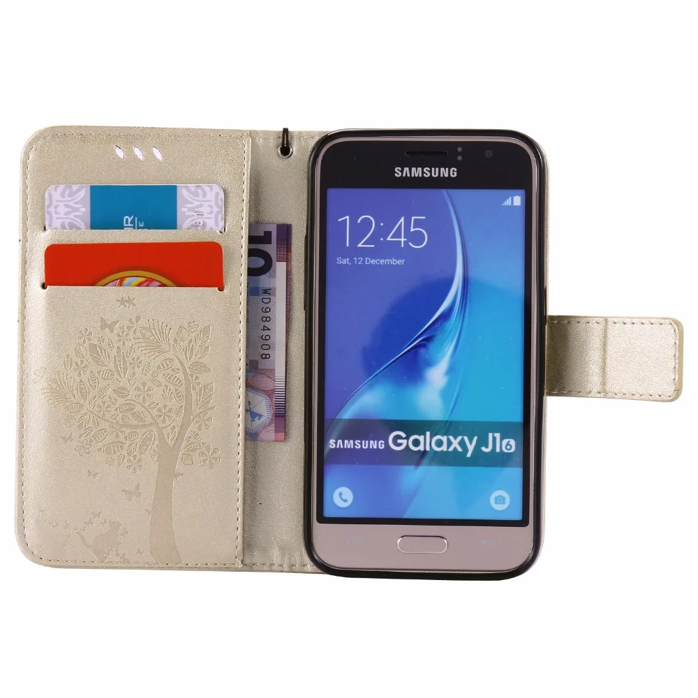 3D дерево для samsung Galaxy J1 J100 J120 Amp 2 Express 3 J111 Ace Neo J110 из искусственной кожи чехол для телефона флип-чехол с подставкой