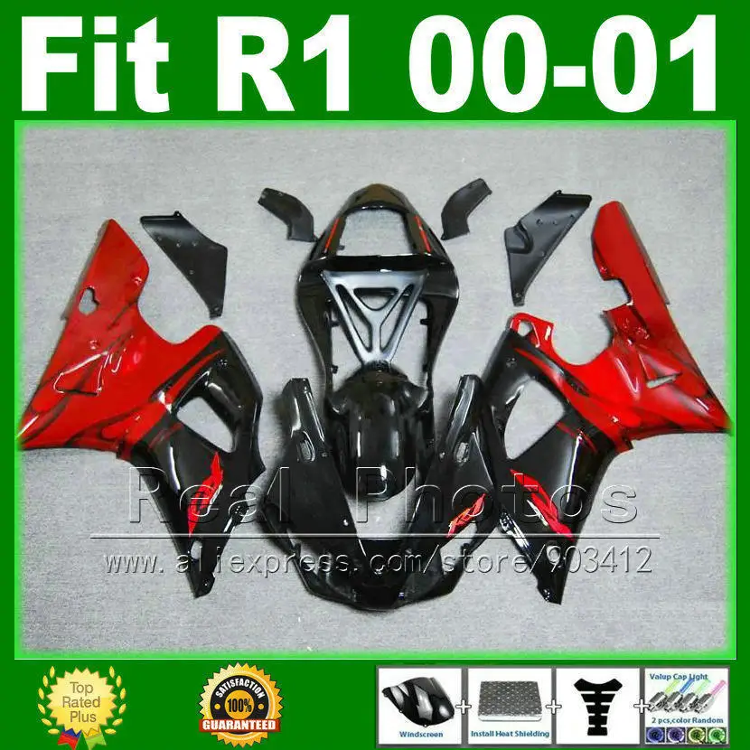 Полный комплект обтекателей для YAMAHA YZF R1 2000 2001 модель Красный Черный YZFR1 00 01