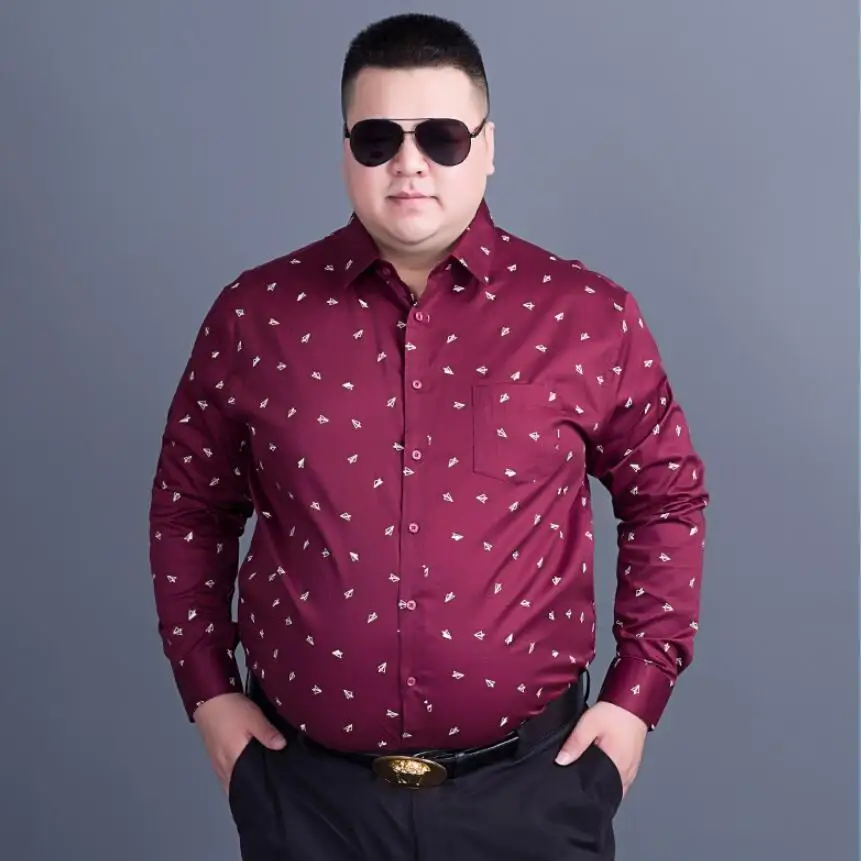Большие размеры 8XL 7XL 6XL Осенняя брендовая мужская одежда Slim Fit Мужская рубашка с длинными рукавами Мужская Повседневная рубашка в горошек Social Новинка