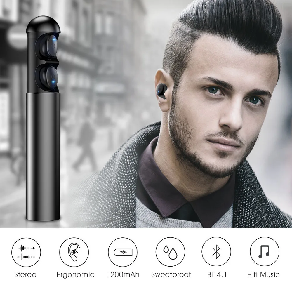 Без проводных наушников с двойным блоком наушники мини Близнецы Bluetooth