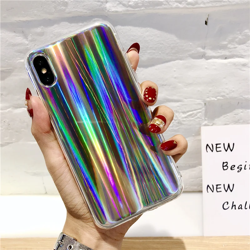 Роскошный Сияющий Блеск лазерный Blu Ray чехол для телефона iphone 6 S 7 8 Plus 5 5S X XR XS MAX