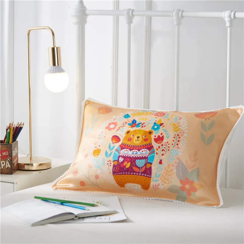 100% Silk Pillowcase cartoon pattern Colorful For boys and girls Free shipping healthy Beauty sleep 35*50cm | Мать и ребенок