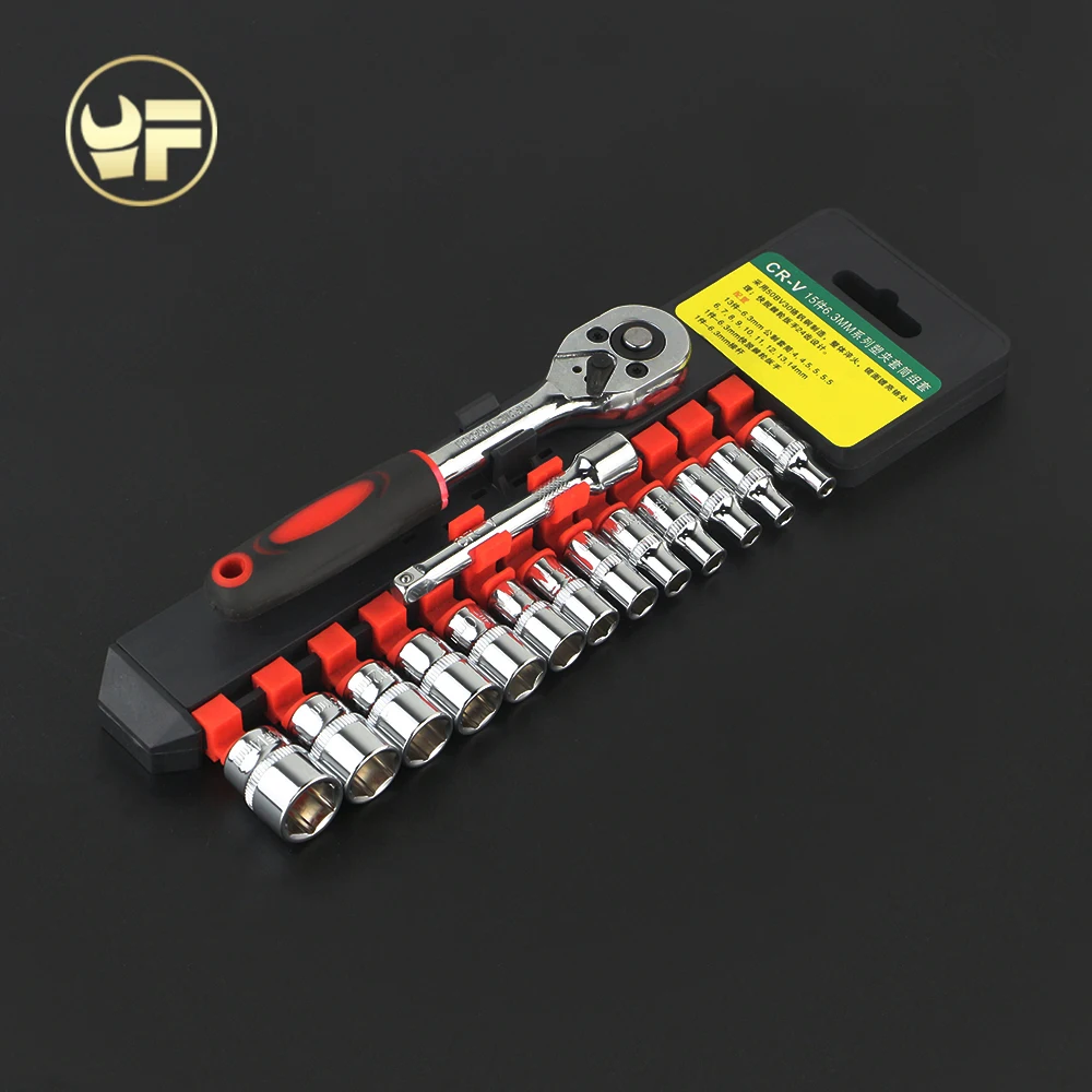 YOFE 15 штук 1/4 &quot4-14 мм гнездо гаечный ключ головка Метрическая розетка комплект