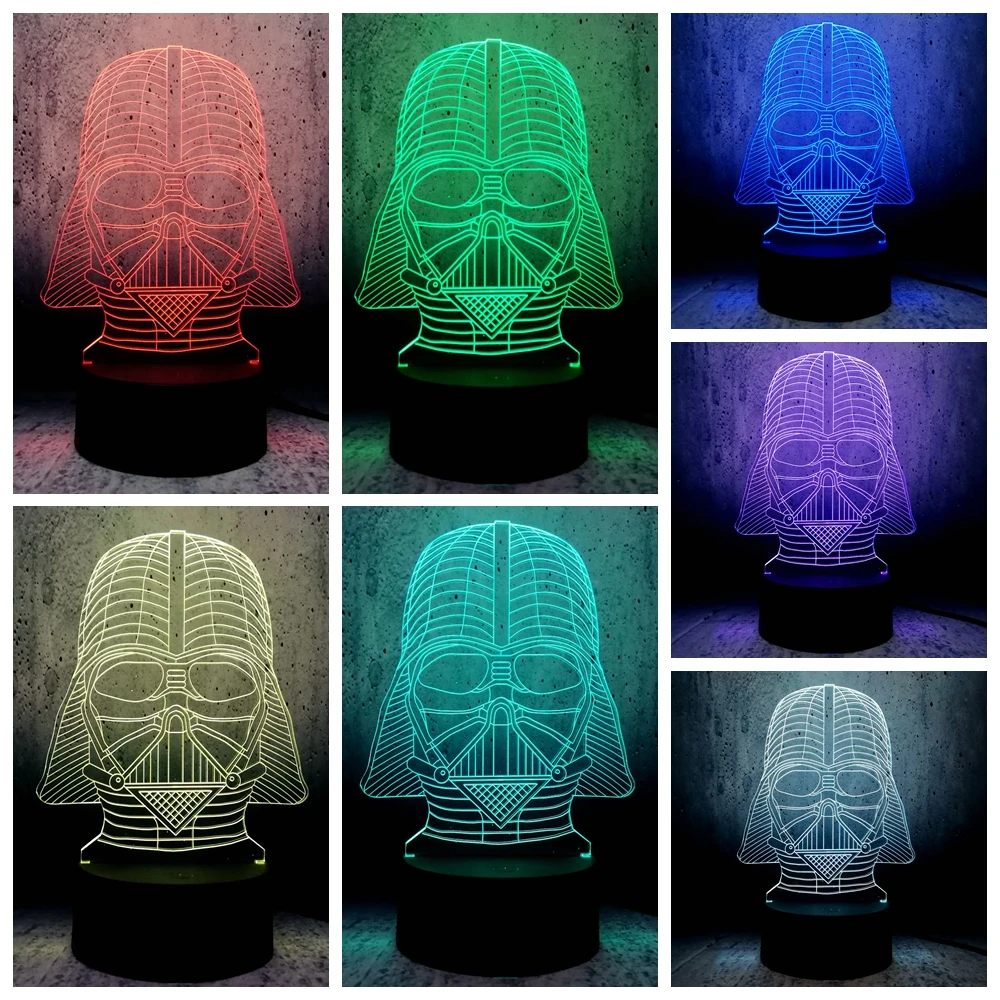 3D Night lights TIE FIGHTER Vader Black Knight Villain Robot White Warrior X-WING Star war super fans gifts bedroom decor | Лампы и