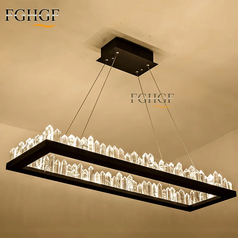 구매 새로운 디자인 현대 Led 크리스탈 샹들리에 라이트 블랙 자연 크리스탈 램프 Lustres 드 크리스털 다 이닝 룸 침실 바 램프