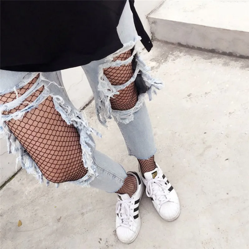 

Women Fishnet Pantyhose Stocking Overknee Mesh Net Thin Tights Socks Black