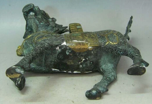 0 пара старый китайский позолоченный бронзовый защитник Kylin Chi Lin статуя|statue|statue