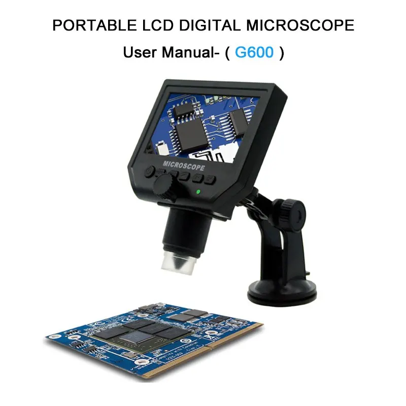 

1-600x 3.6MP USB Digital Electronic Microscope Portable 8 LED VGA Microscope With 4.3" HD OLED Screen For Pcb Motherboard Repair