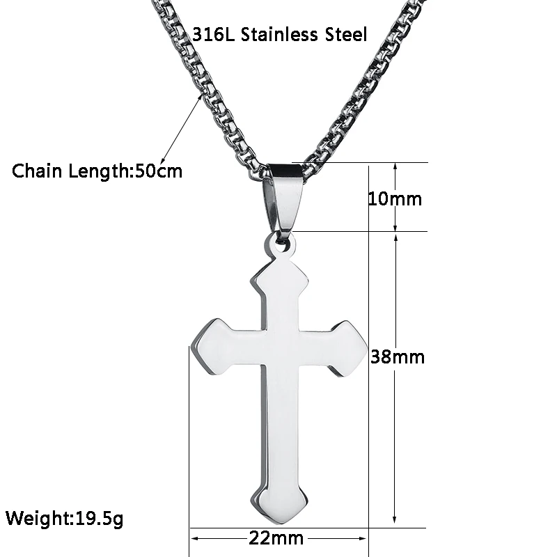 ELSEMODE Христианская молитва крест подвеска ожерелье из нержавеющей стали 316L