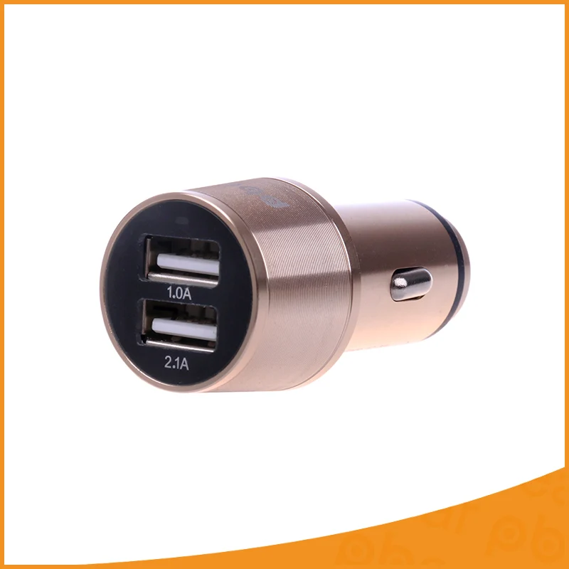 Мини USB Автомобильное Зарядное Устройство 5 В 2.1A Металлический Корпус Dual Портов