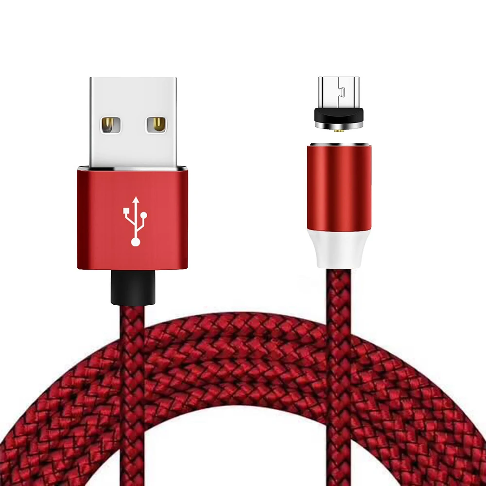 for micro usb RED Светодиодный магнитный usb-кабель для iPhone Xs Max XR X 7 8 Micro type C зарядное устройство для быстрой зарядки Магнитный зарядный USB-C type-C для honor 10 9 8 - Цвет: for micro usb RED