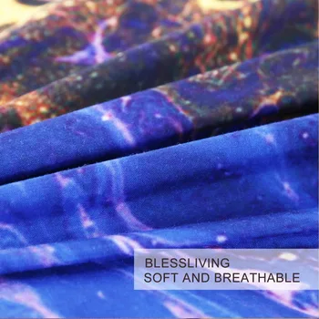 BlessLiving Liquid Marble Bedding Set Golden Blue Duvet Cover Set Quicksand Bed Cover Queen Size Cool Art Bedspreads 3-Piece 2