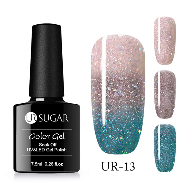 45024-13 Ur Sugar, 7,5 мл, перламутровая оболочка, термо меняющий цвет, Гель-лак для ногтей, блеск, температура, впитывается, УФ светодиодный Гель-лак для ногтей - Цвет: 45024-13