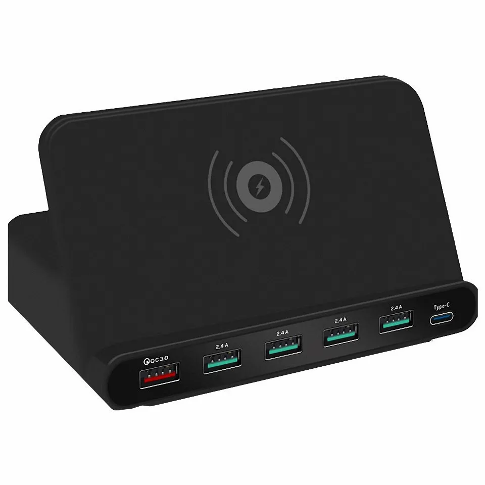 Universal Qi Fast Wireless Charger 5 Port USB Cargador Inalambrico Quick Charge 3.0 Chargeur For Iphone Samsung Xiaomi Movil | Мобильные