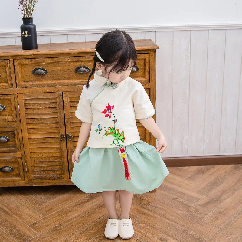 2019New Hanfu Princess Dresses Chinese Traditional Baby Girl Hanfu Dress Dance Clothing National Costume Lotus Tang Suit DQS1958
