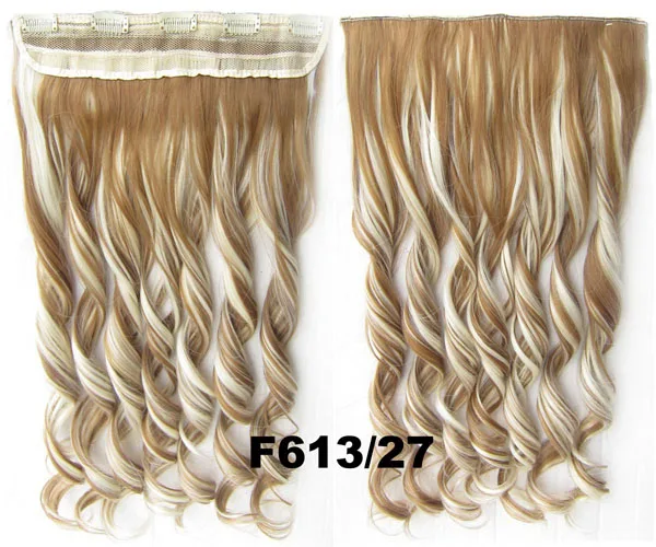 GS888 Color F613-27 Girlshow, 5 клипов, синтетические волосы для наращивания, волнистые, женский парик, волосы шиньон-хвост, 87 цветов, 130 г, 60 см, 1 шт - Цвет: GS888 Color F613-27