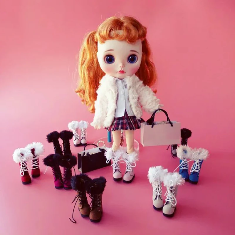 1 пара ботинки мартинсы для кукол Blyth зимние сапоги Azone Licca 1/6 высокие до колена